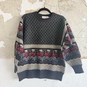 Vtg Cottagecore 90s Sweater Import Workshop Floral Knit Rose Grandmacore Women L